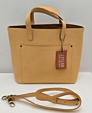 Portland Leather Goods Medium Crossbody Tote Purse Rare Light Peach Leather